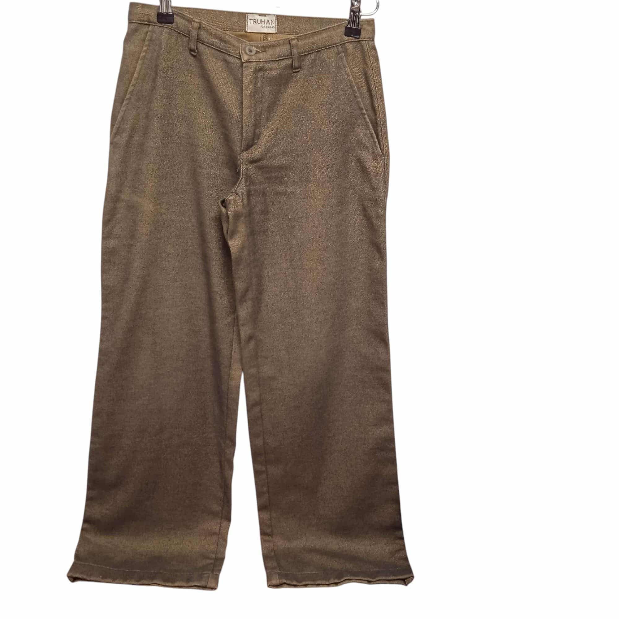 PANTALON RIDE LEG JASPEADO MARRON BEIGE TRUHAN T 38