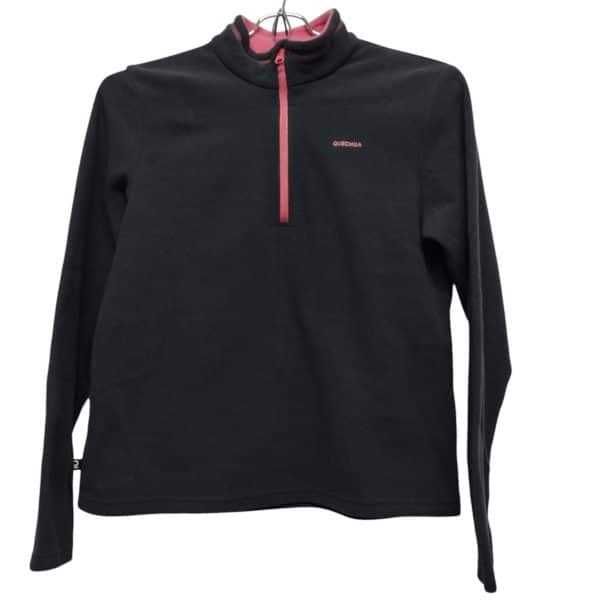 BUZO MICROPOLAR 1/2 CIERRE GRIS ROSADO QUECHUA T 12 AP