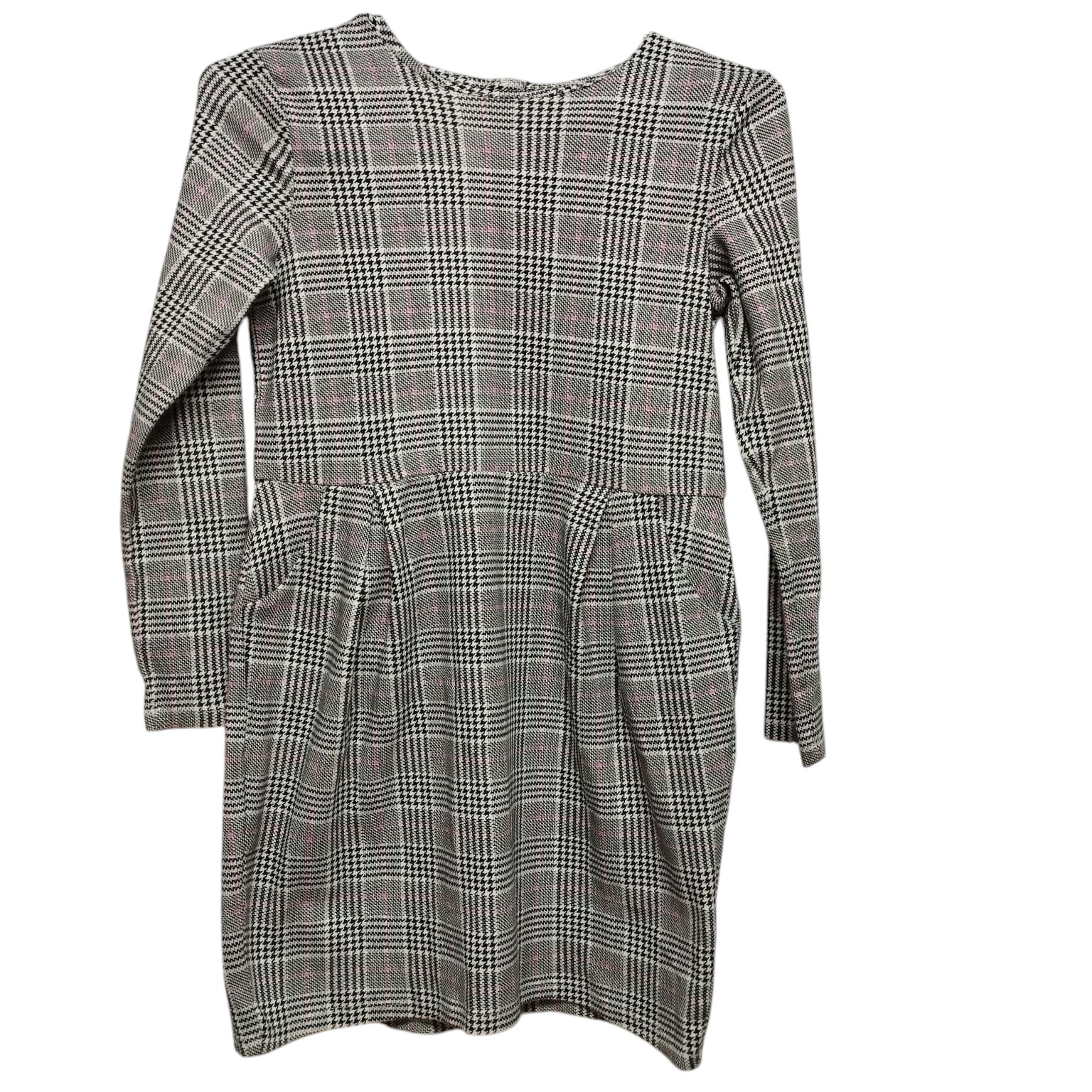 VESTIDO ALG CUADRILLE NEGRO BCO ROSADO H&M T 8-10