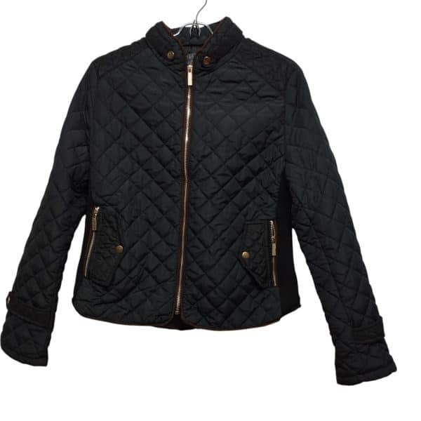 CAMPERA CAPITONEADA AZUL NEGRO BORDE MARRON ZOOMPY T M