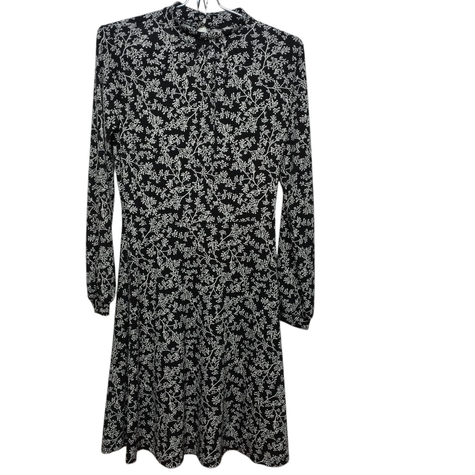 VESTIDO ALG NEGRO FLORES BCAS H&M T XS