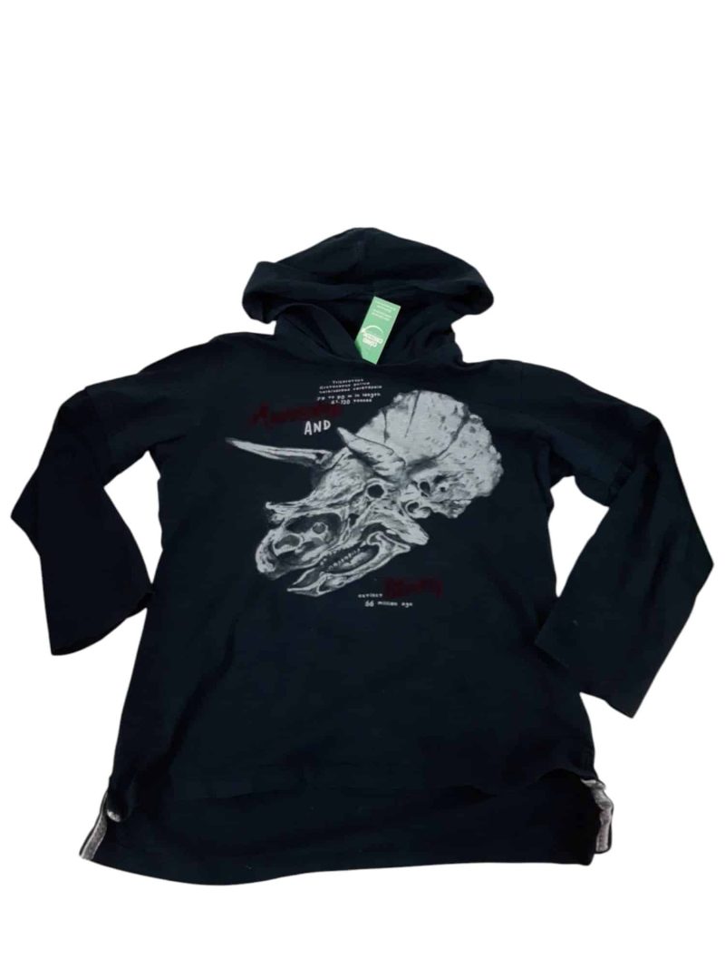 REMERA AZUL CON CAPUCHA AWESOME CABEZA DINO FUZARKA T7/8 GT