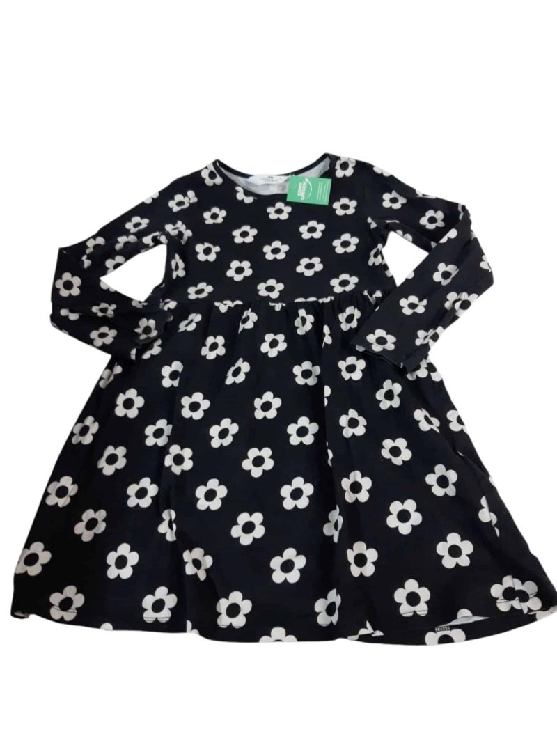 VESTIDO ALG GRIS OSCURO FLORES H&M T7/8