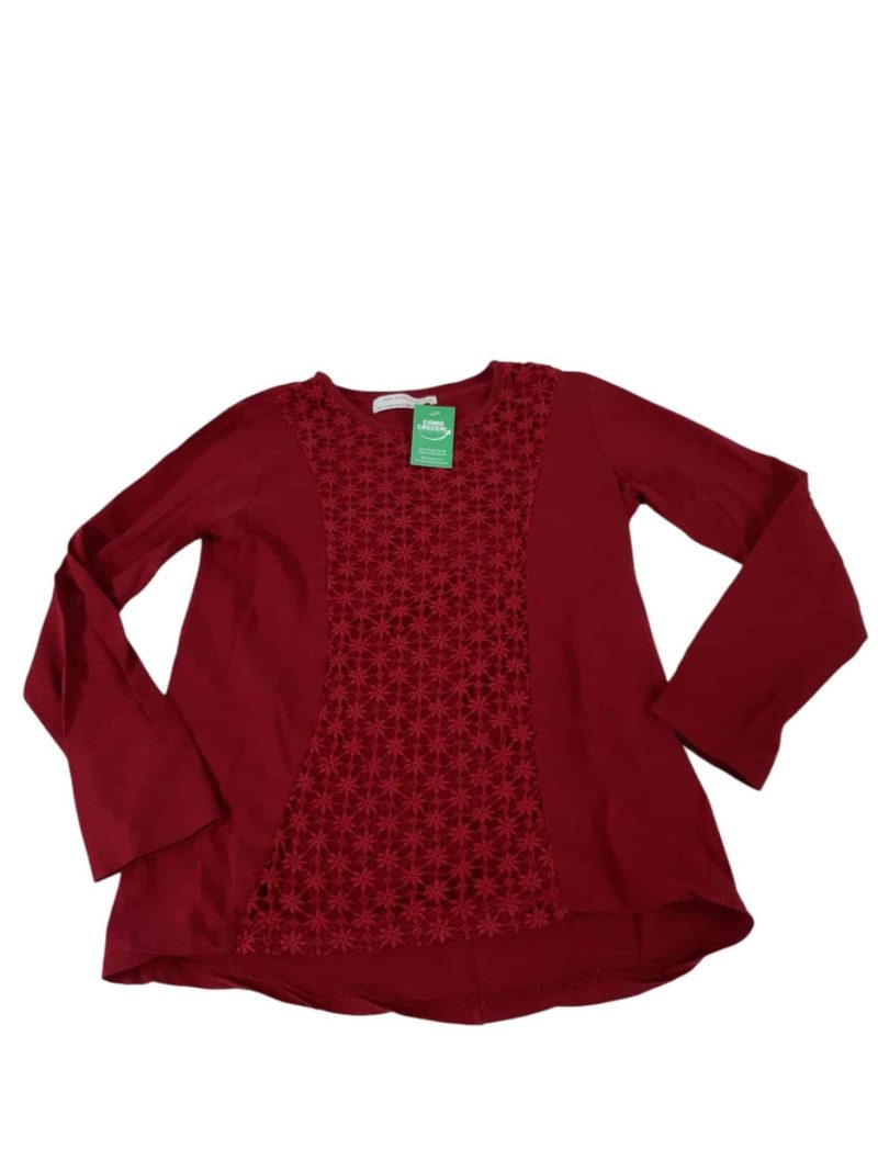 REMERA ROJA FLORES APLIQUE ZARA T8