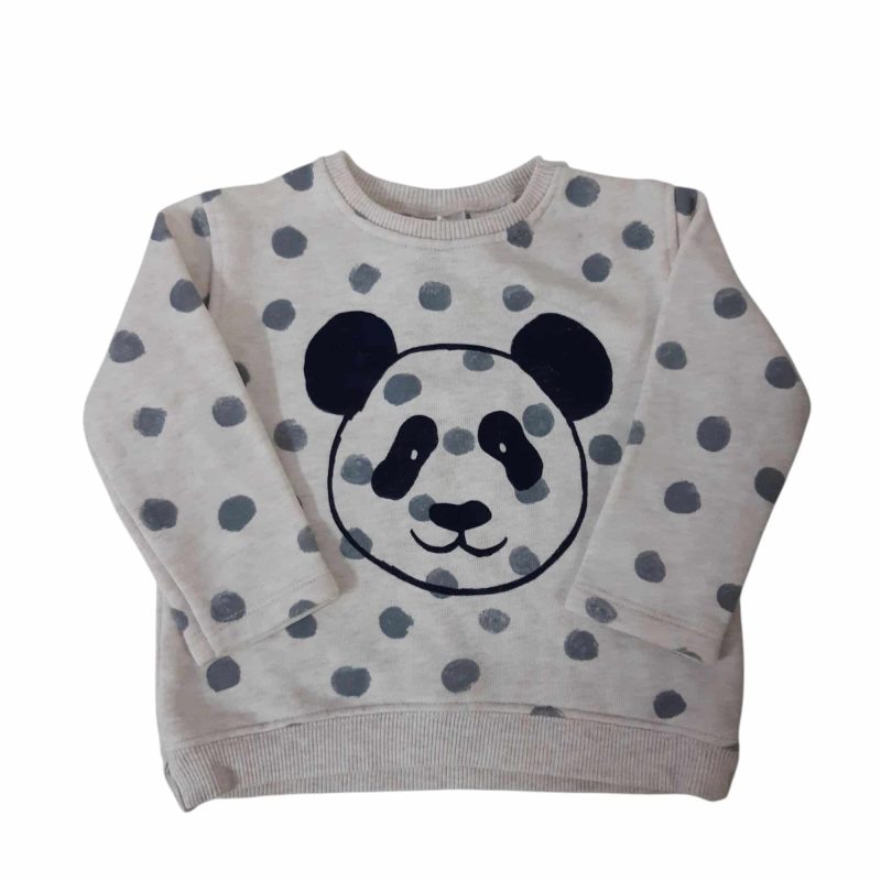BUZO ALG BEIGE LUNARES GRISES CARA OSO ZARA T6/9M