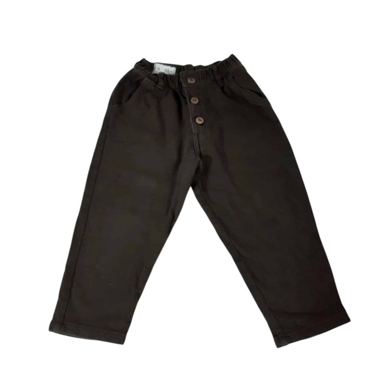PANTALON GABARDINA VERDE  BOTONES ZARA T18/24M