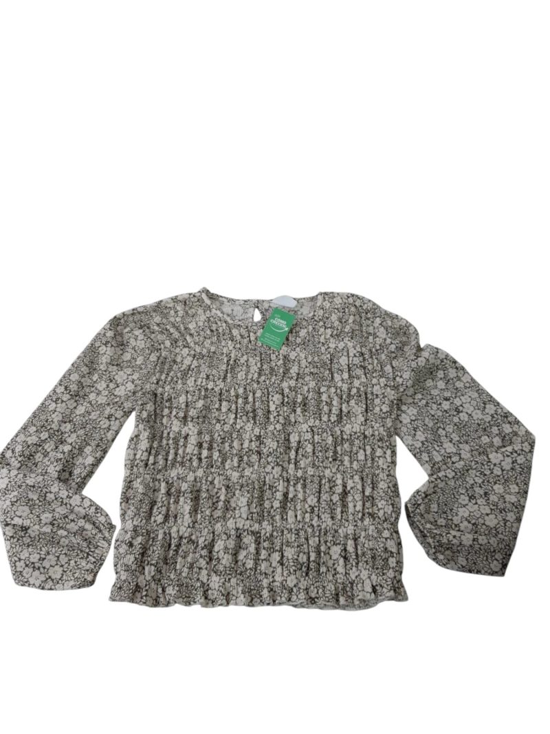 BLUSA VERDE FLORES BLANCAS ZARA T9/10