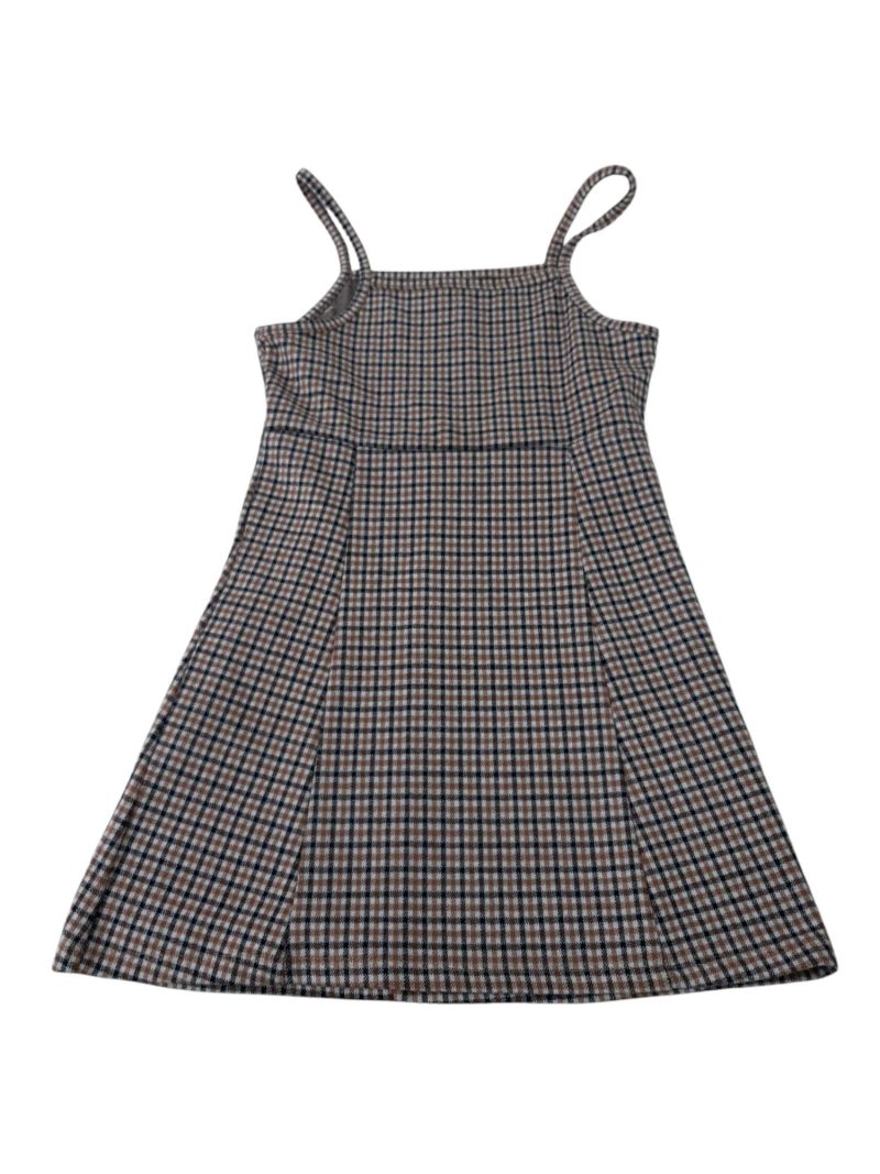 VESTIDO CUADRILLE BCO NEGRO MARRON ZARA T10