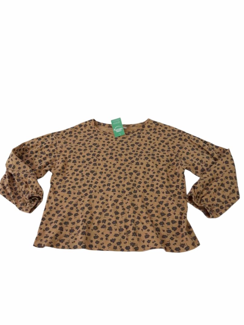 REMERA ALG MARRON FLORES GRISES ZARA T8