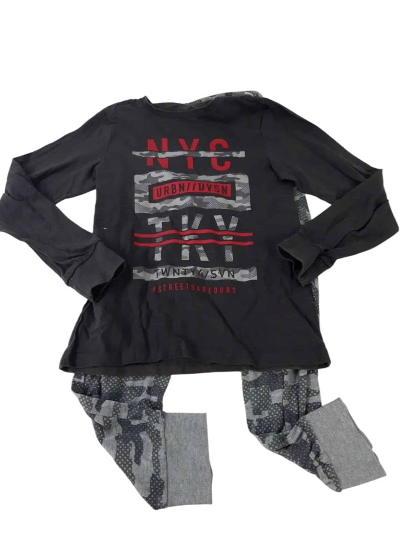 CONJ REMERA Y PANT GRIS NYC HERE T10AP GT