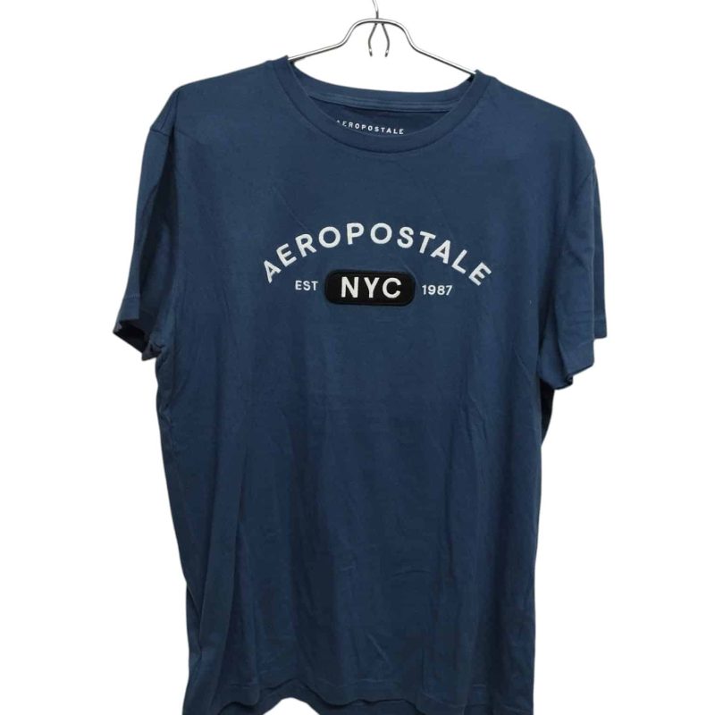 REMERA ALG AZUL BCO NEGRO LOGO BORDADO AEROPOSTALE T M  FR