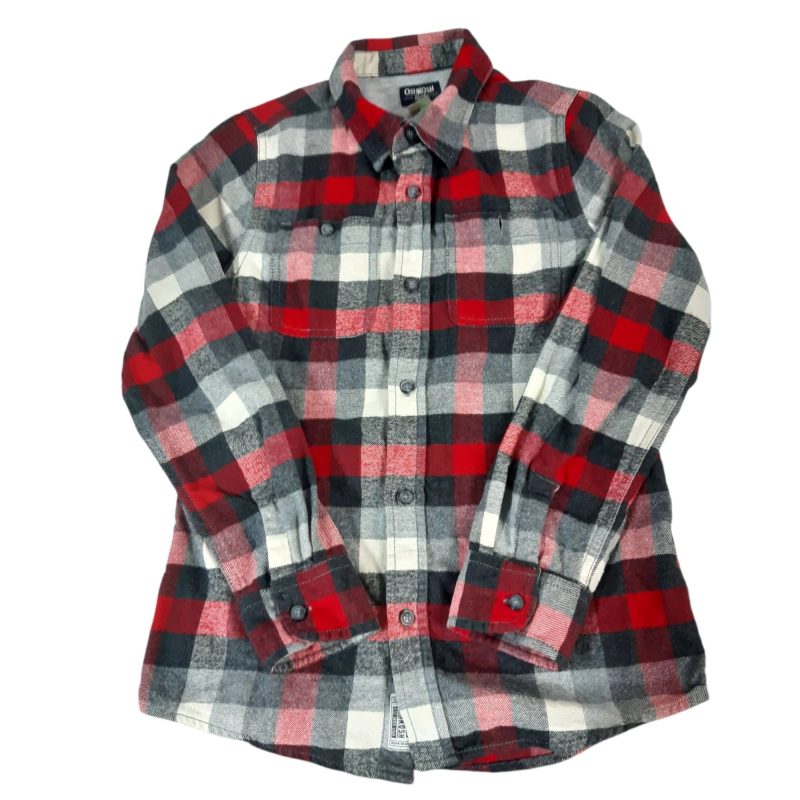 CAMISA FELPA CUADROS ROJO GRIS NEGRO FORRADA OSHKOSH T12