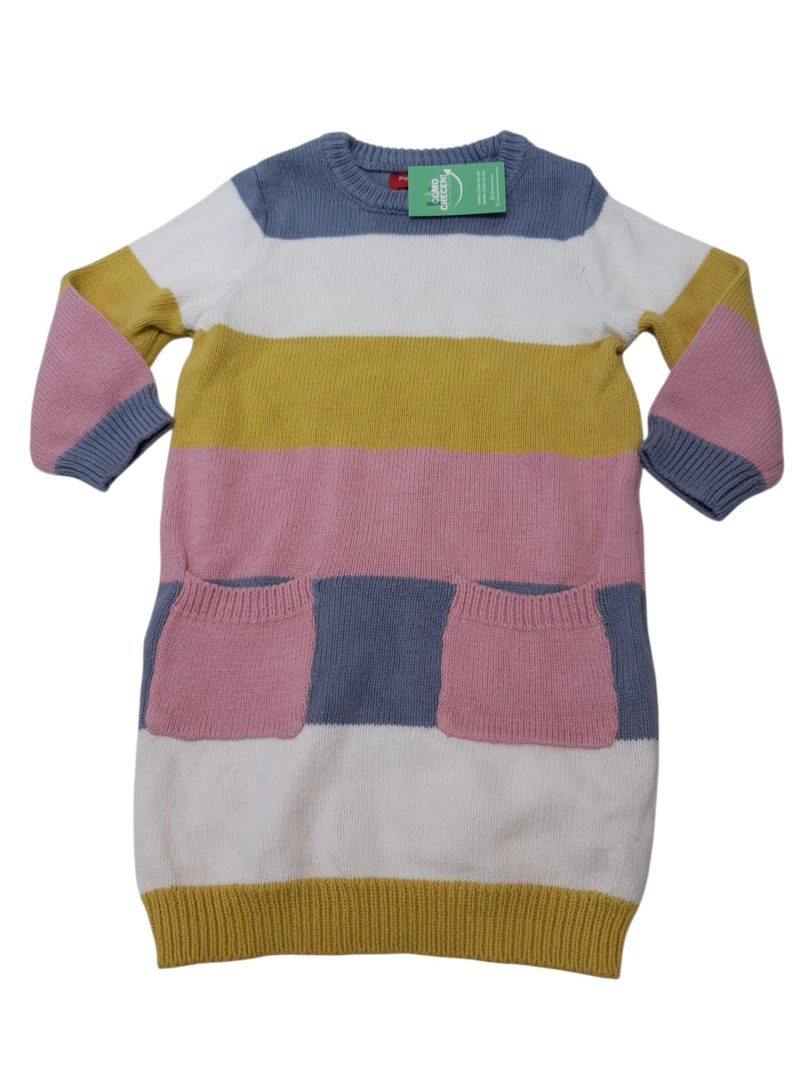 VESTIDO HILO RAYAS BCO ROSA CELESTE AMARILLO PAPPOLINO T12M AP
