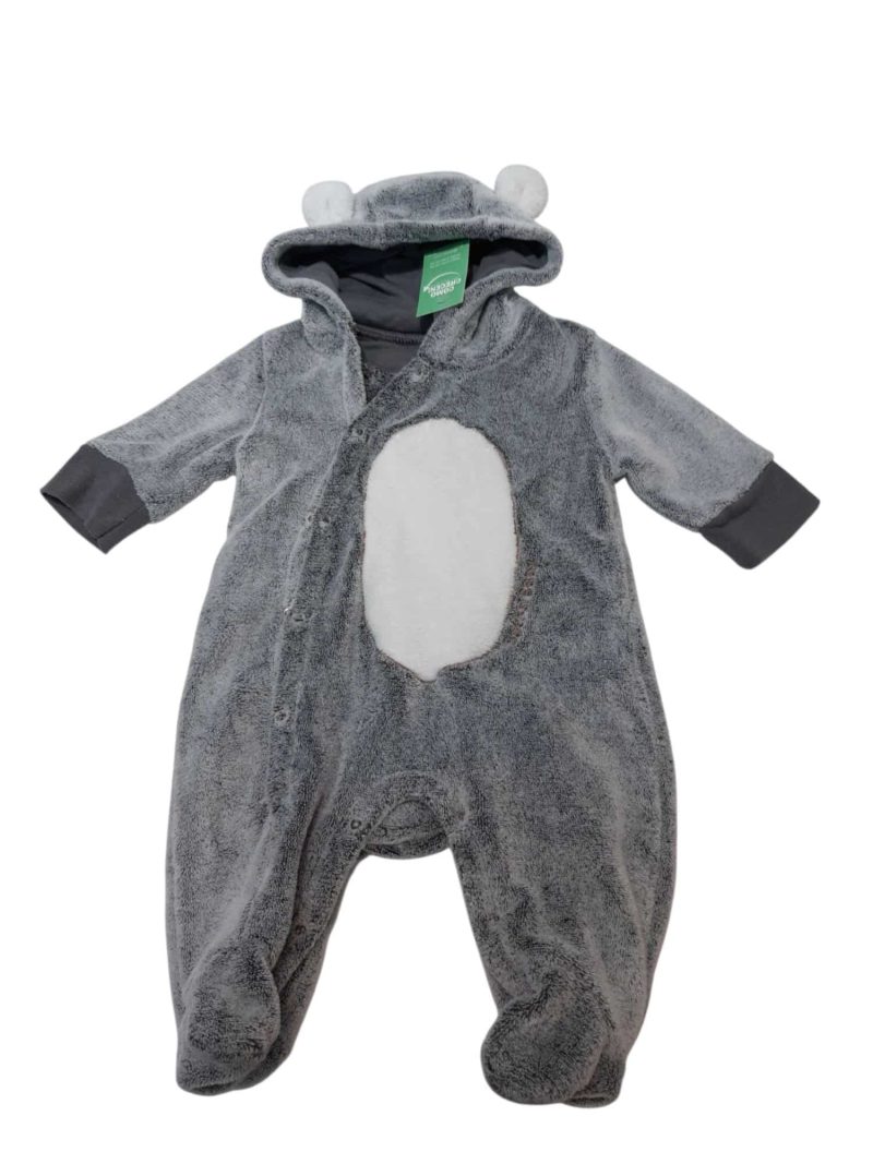 PIYAMA PELUDITO GRIS CAPUCHA OSO SACKS T1/3M