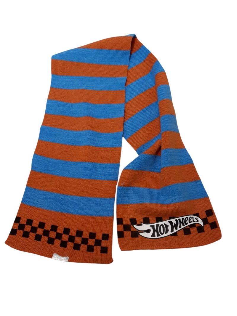 BUFANDA DE LANA NARANJA CELESTE HOT WHEELS