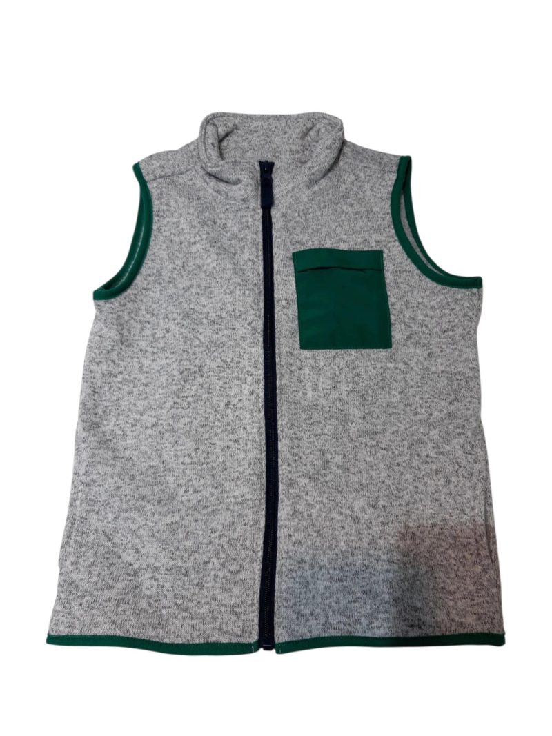 CHALECO JASPEADO GRIS VERDE CARTERS T7