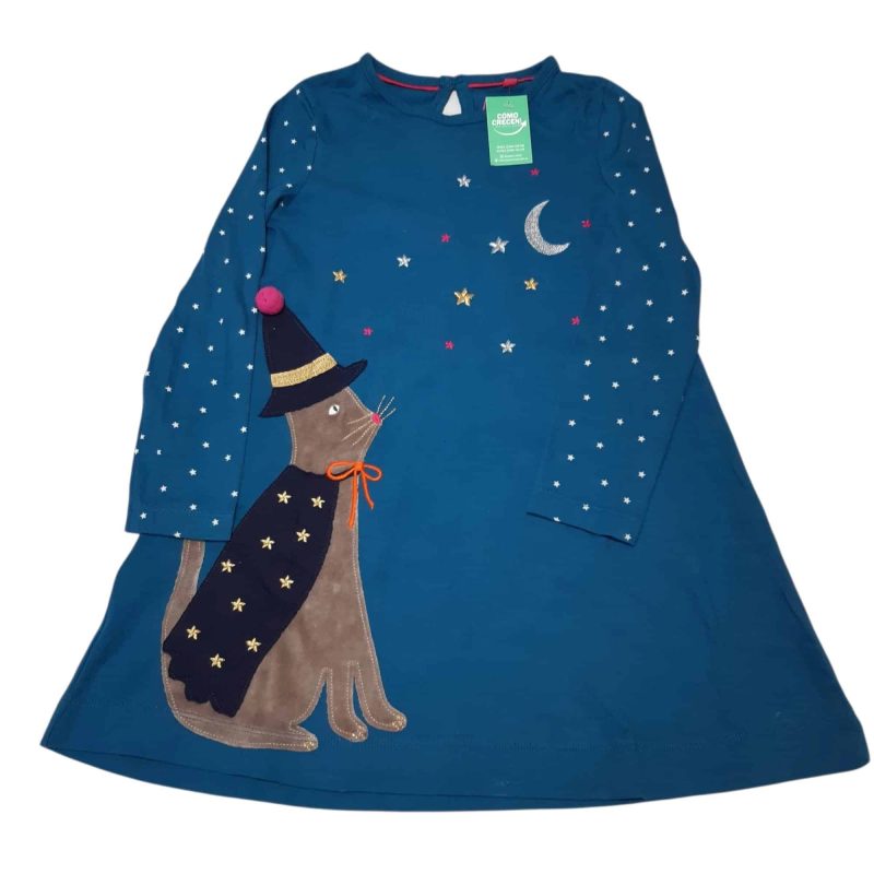 VESTIDO ALG AZUL ESTRELLITAS GATO MAGO MINI BODEN T5/6