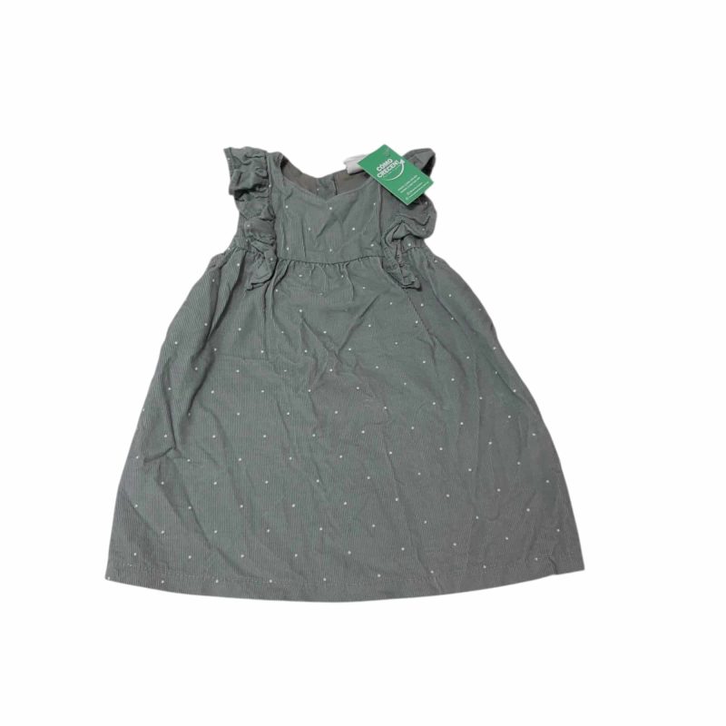 VESTIDO ANA VERDE HOMBROS VOLADITOS PUNTOS BCOS H&M T4/6