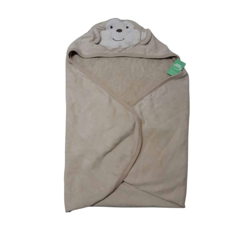 TOALLA BEBE BEIGE MONO CAPUCHA