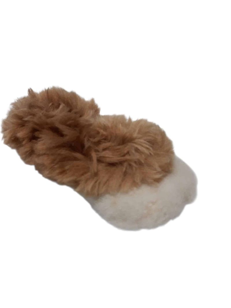 PANTUFLAS CUERITO CORDERITO BCO Y MARRON T21