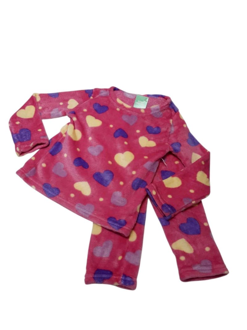 CONJ PIYAMA BUZO Y PANT PELUDITO CORAZONES MCH T3AP