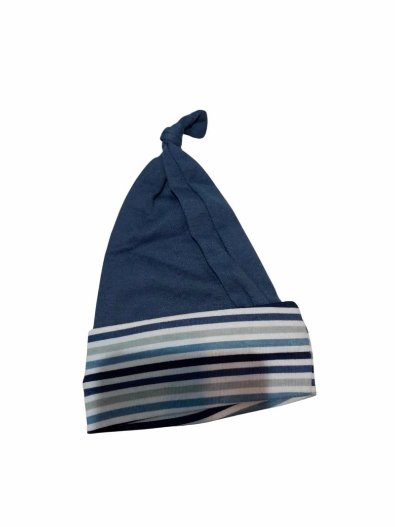 GORRO ALG AZUL DOBLES RAYADO BB NUDITO