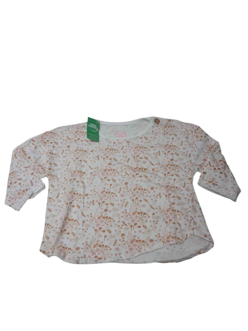 REMERA ALG BCA FLORES ROSA MARRON BRONZINI T24/36M