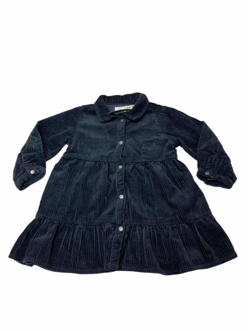 VESTIDO DE PANA AZUL M/L ZARA T12/18M