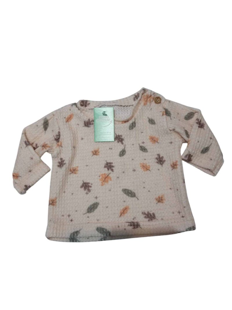 BUZO HILO BEIGE HOJAS VERDE MARRON NARANJA SIN MARCA T3/6M