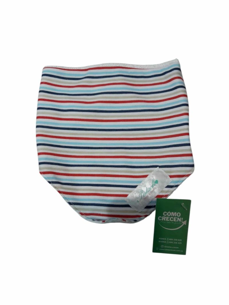 BABERO BANDANA RAYADO ROJO CELESTE BCO ROJO PISTACHO