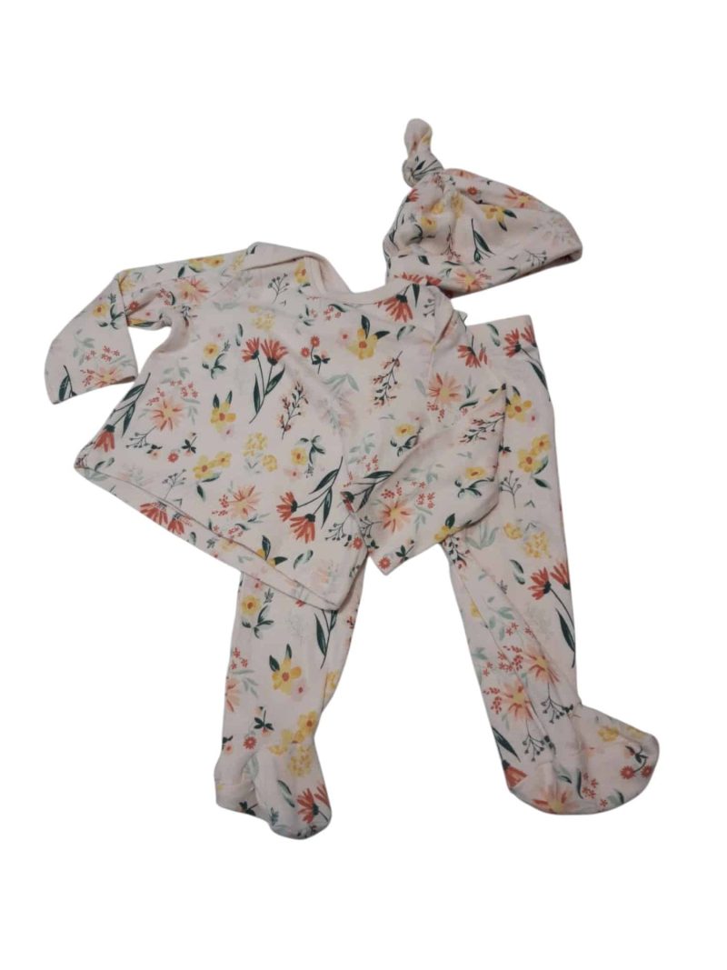 CONJ ALG REMERA PELELE Y GORRO ROSA FLORES GERBER T0/3M
