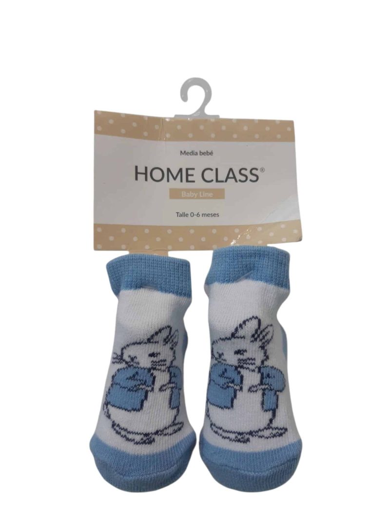 MEDIAS BCO CELESTE CONEJO HOME CLASS T0/6M NUEVAS