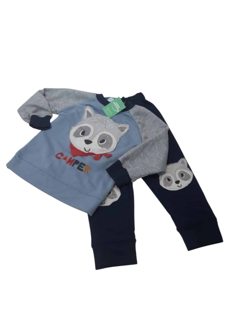 CONJ BUZO Y  JOGG CELESTE AZUL GRIS ZORRO ELO 6/12M