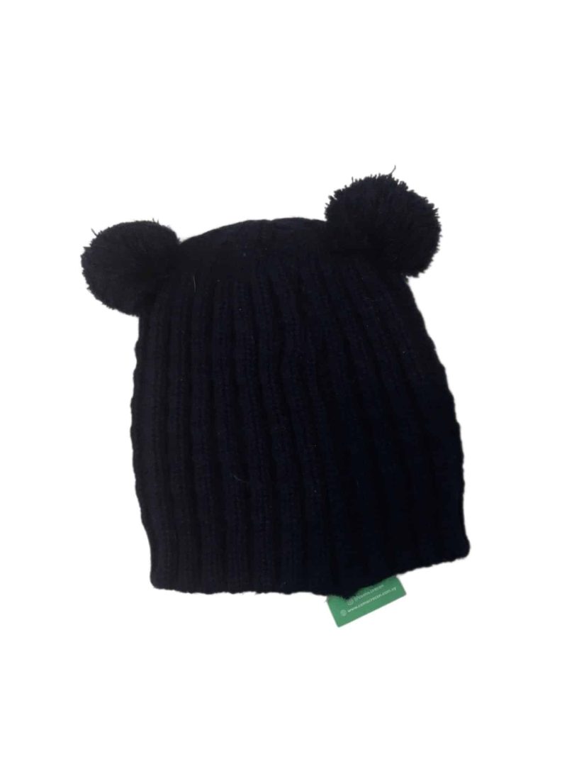 GORRO LANA AZUL OREJAS POMPONES