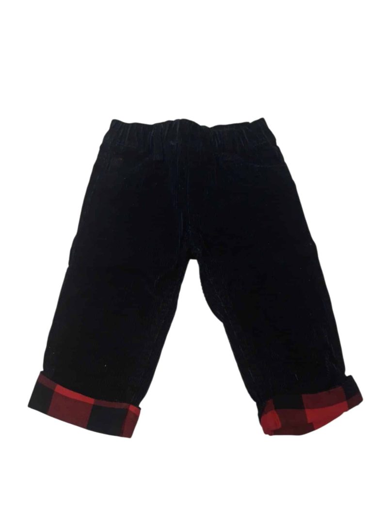 PANTALON PANA AZUL BORDE CUADROS ROJO CARTERS T6M