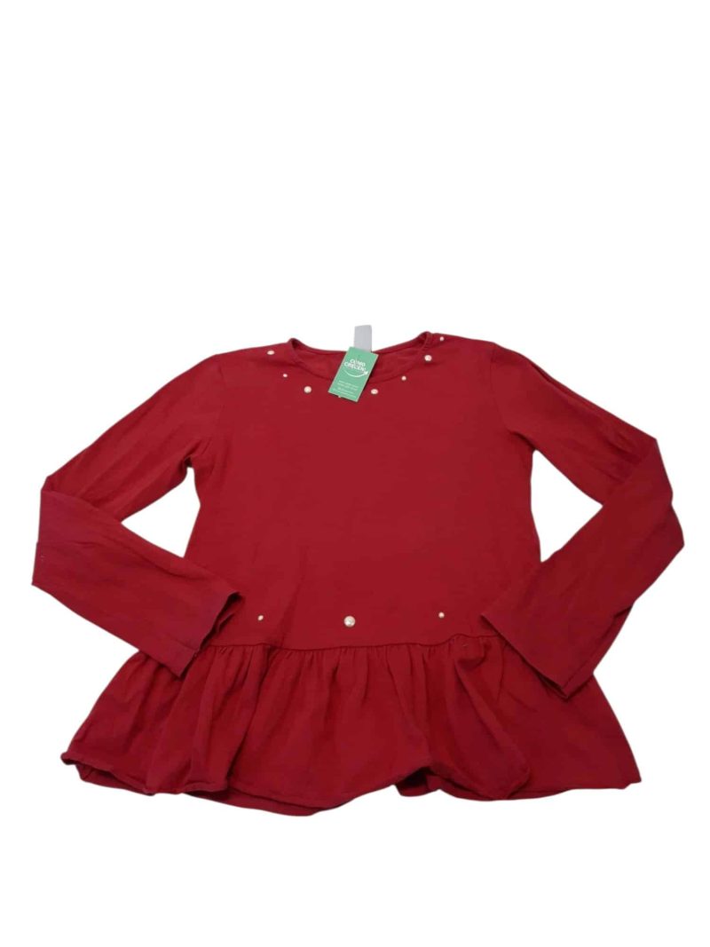 REMERA ROJA PERLITAS BLANCAS ZARA T9/10