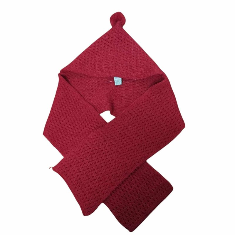 GORRO BUFANDA TODO EN 1 LANA ROJO CALADITO GRISINO