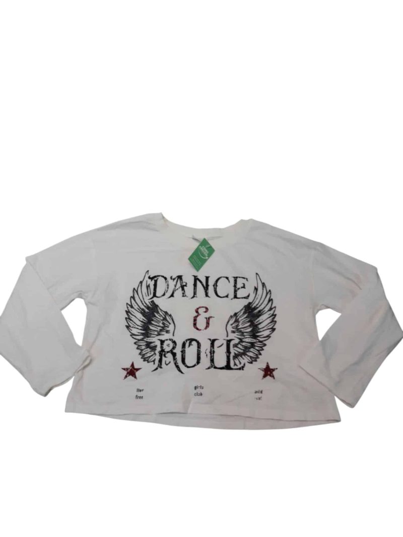 REMERA CORTA BLANCA DANCE ALAS ZARA T9/10