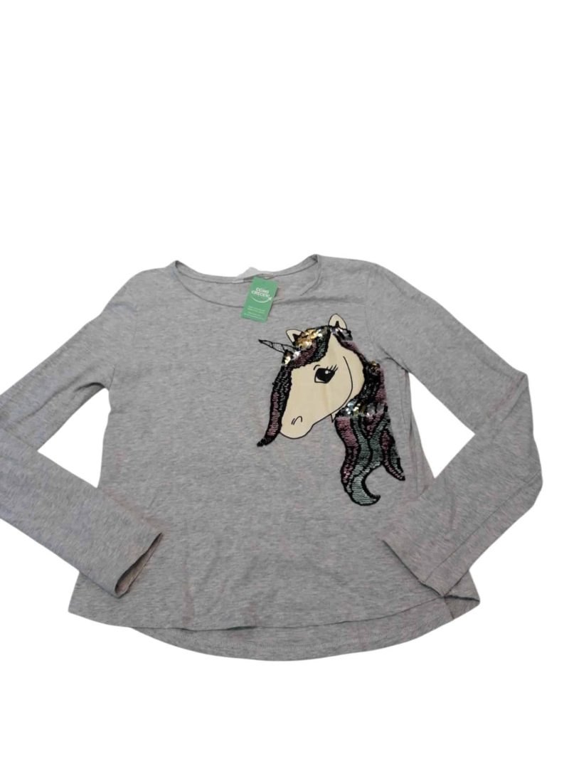 REMERA GRIS UNICORNIO LENTEJUELAS H&M T10/12