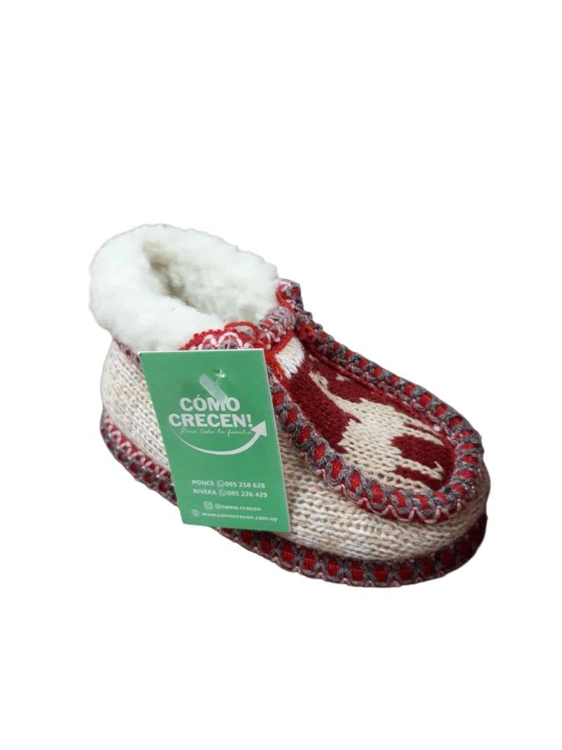 PANTUFLAS BOTA ROJO BEIGE FORRADA CORDERITO T20/21 GRANDES