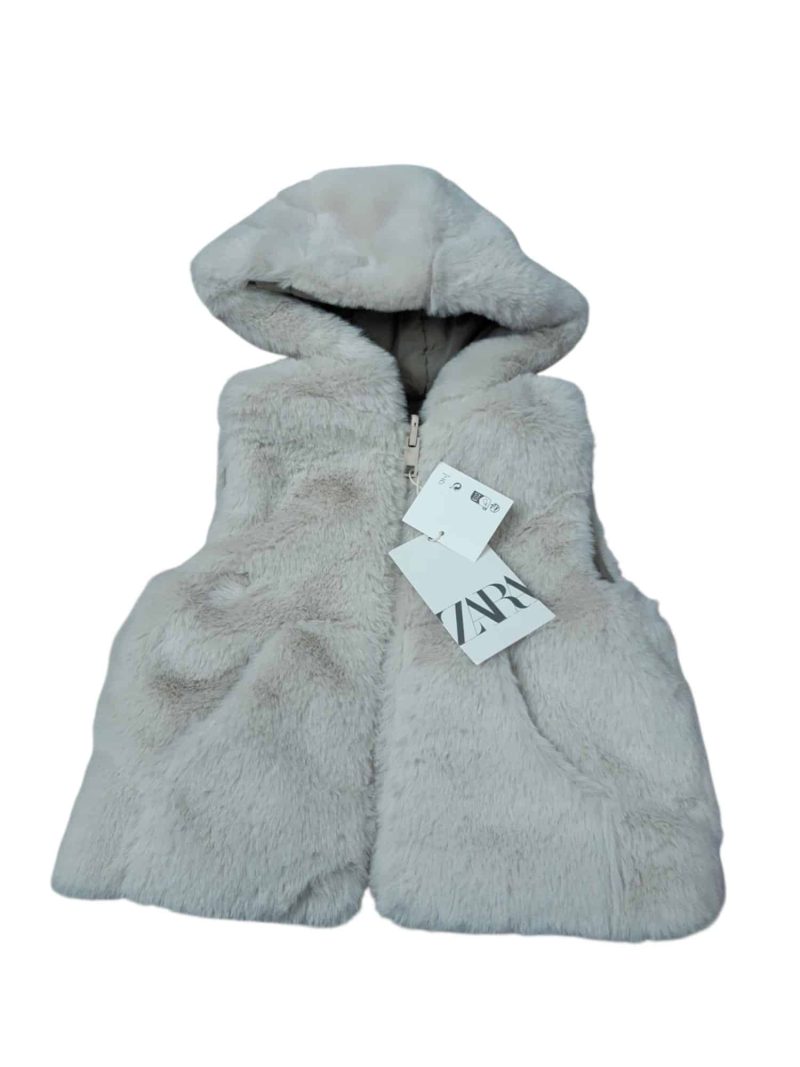 CHALECO BEIGE REVERSIBLE PELUDITO ZARA T6/9M NUEVO