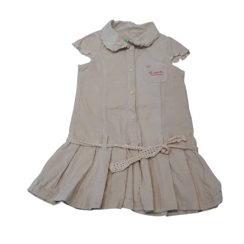 VESTIDO PANA BEIGE LAZO BOLSILLO LITTLE LIMONADA T10 Manchita pequeña