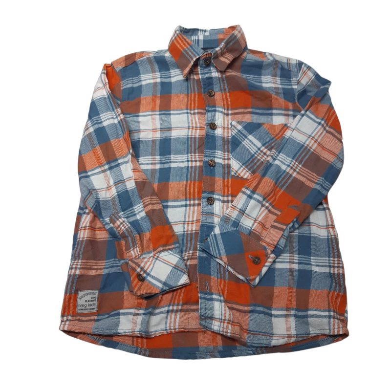 CAMISA CUADRILLE NARANJA CELESTE BCO HERING KIDS T6 NUEVA
