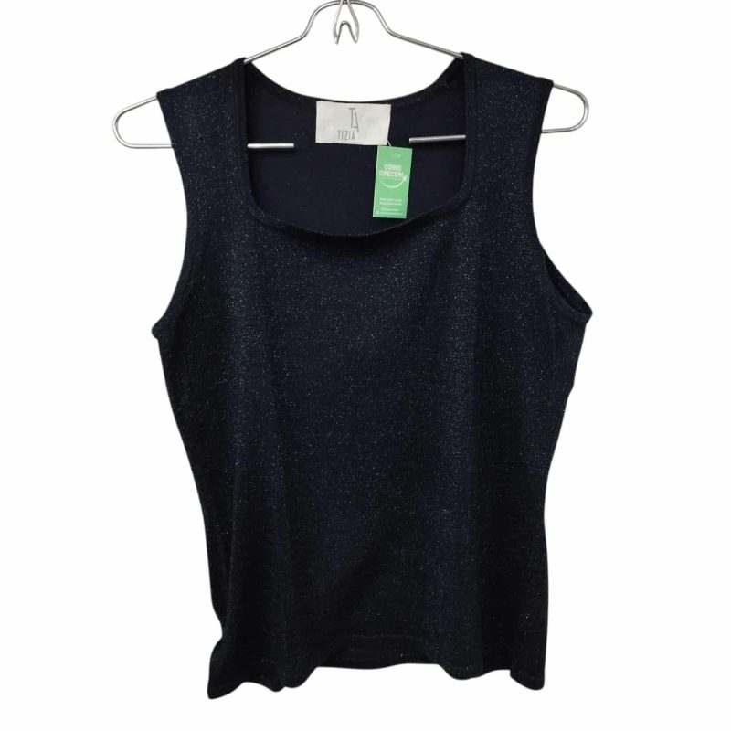REMERA HILO S/MANGAS AZUL BRILLOS TIZIA T S APROX
