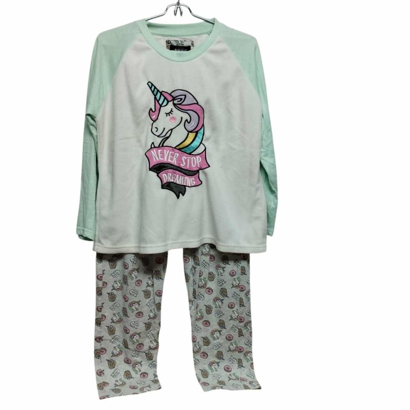 PIJAMA BUZO POLAR PANTALON ALG UNICORNIOS BLUE KISS T L- 16 AP FR