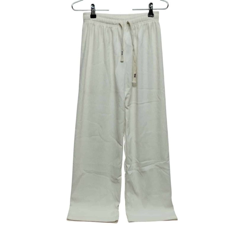 PANTALON PLUSH TIPO PANA CON PIOLA BLANCO TALLE UNICO