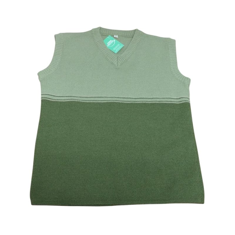 CHALECO DE LANA VERDE DOS TONOS T8 SIN MARCA