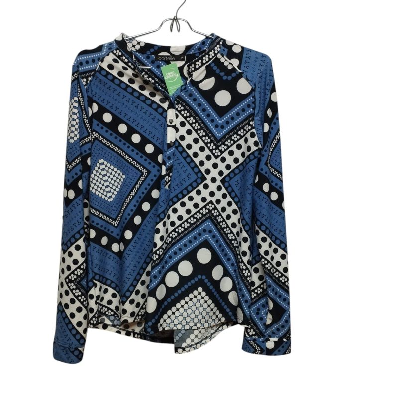 BLUSA AZUL BCO CELESTE BOTONES METAL CIRCULOS CORTELLE T M