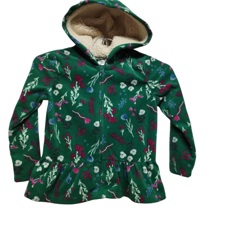 CAMPERA MICROPOLAR VERDE FLORES CAPUCHA CORDERITO VOLADO CARTERS T 5