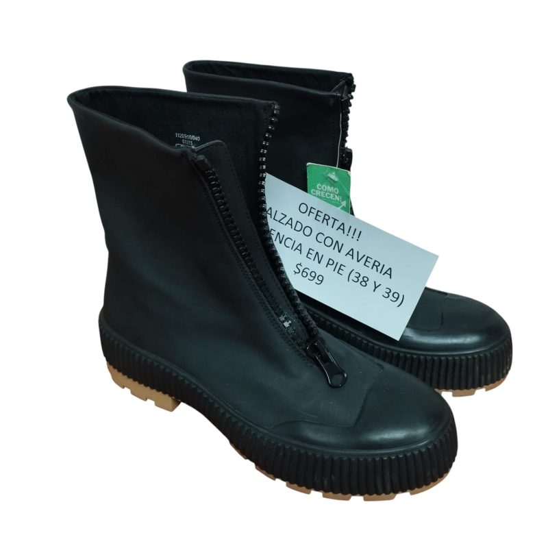 BOTAS GOMA NEGRA MARRON CIERRE ZARA 38/39 DIFERENCIA PAR
